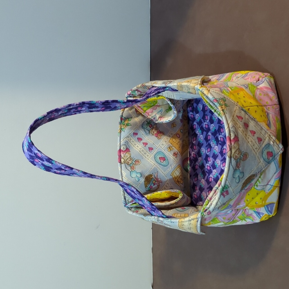 Spring Basket Fabric Handled Handmade Theme of Bunnies Hearts Color Eggs